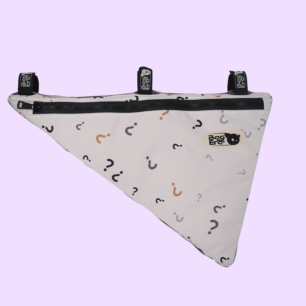 Photo d'une pochette de cadre, Quadrum, avec motif point d'interrogation sur fond coloré